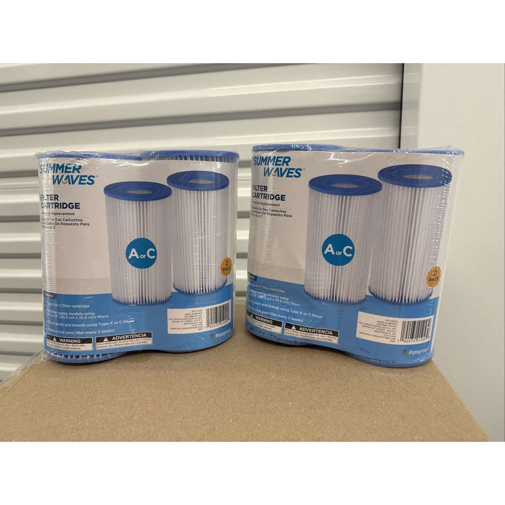 Summer Waves Pool Filter Type A or C 2 Packs Cartridge 4 Total Filters Lot Of 2